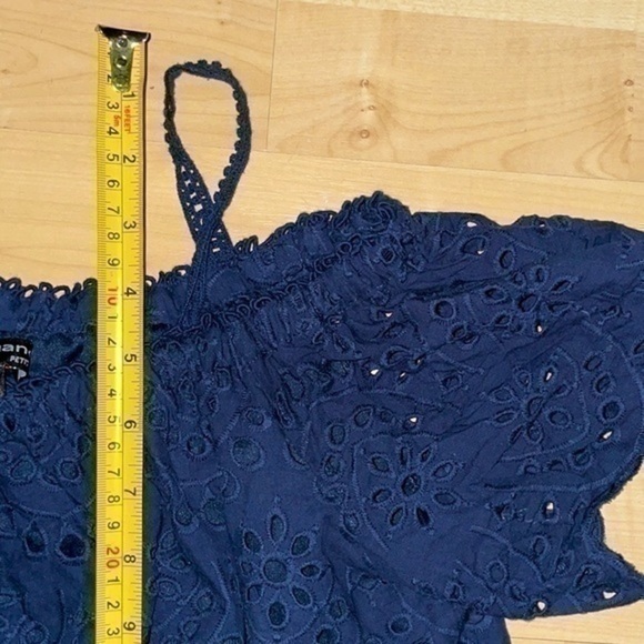 Sharagano eyelet lined dress off shoulder thin straps navy 10P gently preloved - Picture 8 of 9